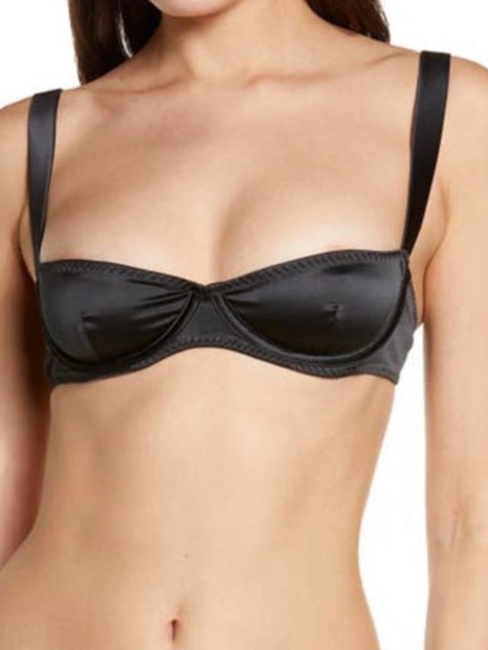 NWT Skims Woven Shine Underwire Balconette Satin Sexy Bra Onyx Size 34B
